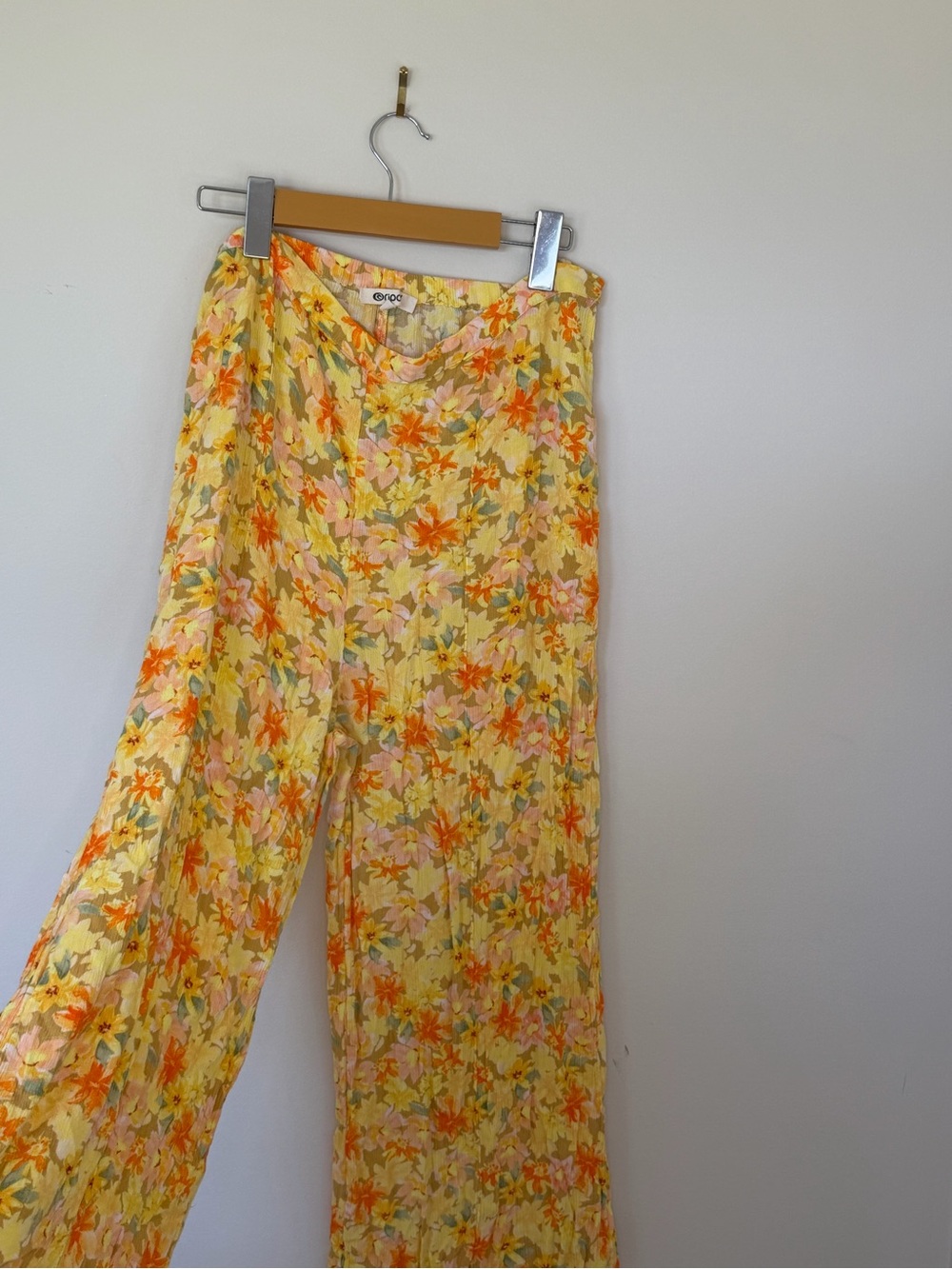 Rip Curl Yellow Floral Wide-Leg Pants